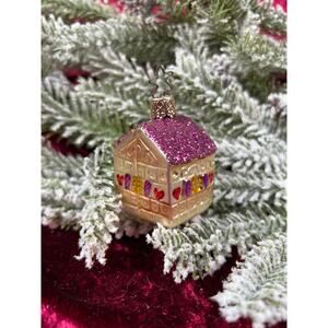 Vintage Christmas Handblown Glass Ornament Miniature First Home House - Germany
